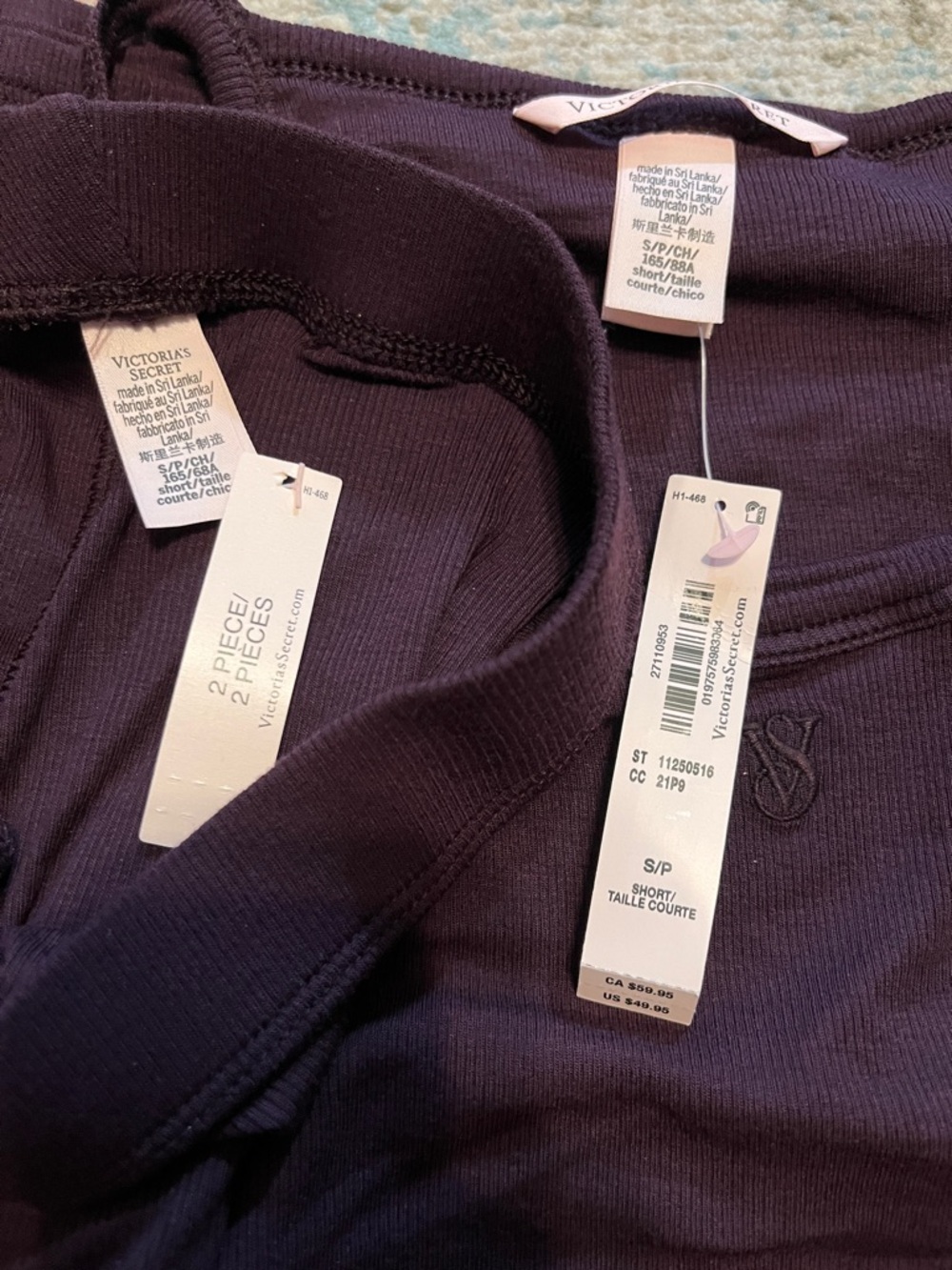 NWT Victoria's Secret SoSoft Modal Winter Wine Ribbed Cami & Pant Sleep Set - Picture 5 of 15